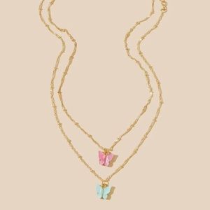 2 butterfly necklaces